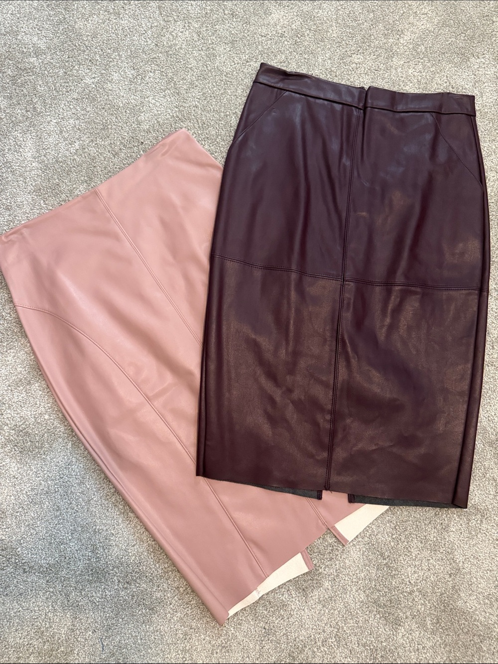 Express Faux Leather Pencil Skirts in Dusty Rose and Plum